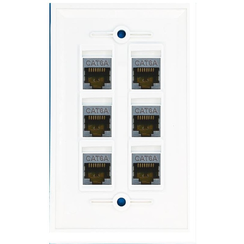 RiteAV - (1 Gang Flat) 6 Port Cat6a Ethernet Shielded