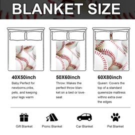 Labfen Baseball Gift for Girls Boys, Baseball Blanket for Girls Boys Kids, Baseball Throw Blanket for Couch Bedroom Decor Baseball Stuff 50"x 60"