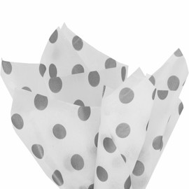 PMLAND Premium Gift Wrapping Tissue Paper - White Metallic Silver Dot - 20 x 14 Inches - 60 Sheets