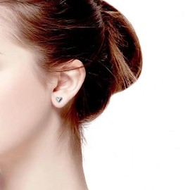 Kokoma Tiny Heart Stud Earrings 925 Sterling Silver for Women Girls Hypoallergenic 20g Mini Love Heart Cartilage Earrings Tragus Piercing Studs for Sensitive Ears (Silver)