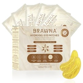 BRAWNA Parches de Hidrogel Oro 24K para Ojos, Ojeras y Bolsas, 24 Pares