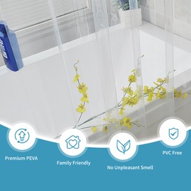 SYDHANL Short Shower Curtain Liner 55'' for Clawfoot Tub Wrap Around Clear PEVA Liner Extra Wide 360 Waterproof Shower Curtain Sets with 32 Metal Hooks & 12 Magnets 180x55 Inch