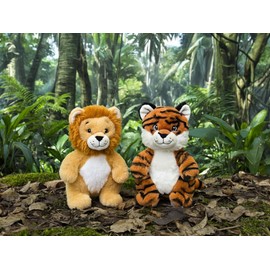 Anico Eco-Friendly 10.5" Lion and Tiger Assortment – Sustainable Plush Toys Made from Recycled Fibers! Soft, Eco-Friendly Stuffed Animal for Kids & Nature Lovers