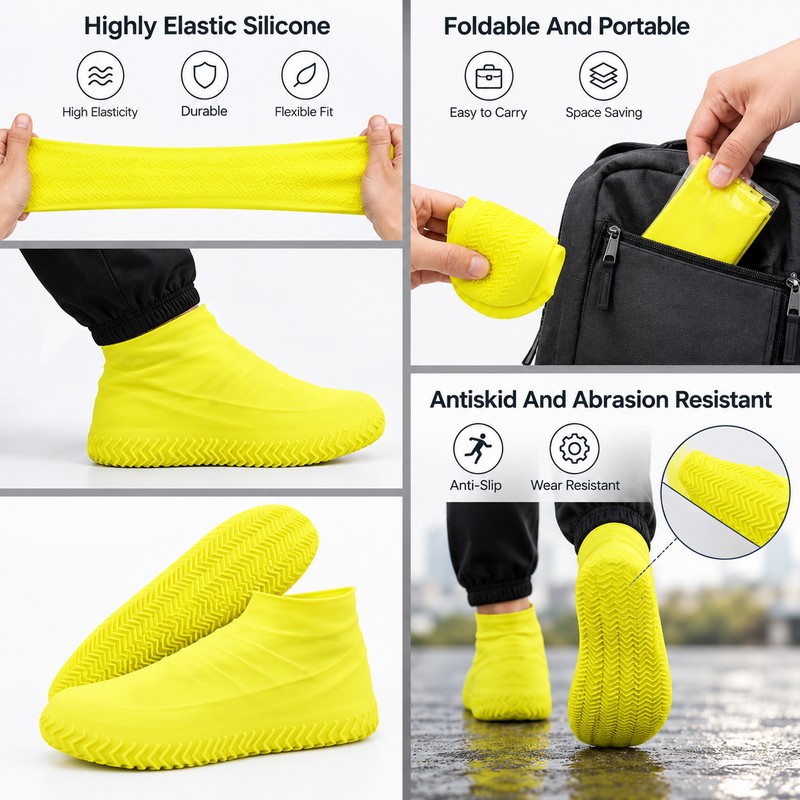 2-4 Pairs Silicone Shoe Covers for Rain & Snow –