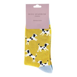 Miss Sparrow - Women's Socks with Dog Motif, Funny Bamboo Socks with Colourful Dog Pattern, Dalmatians
