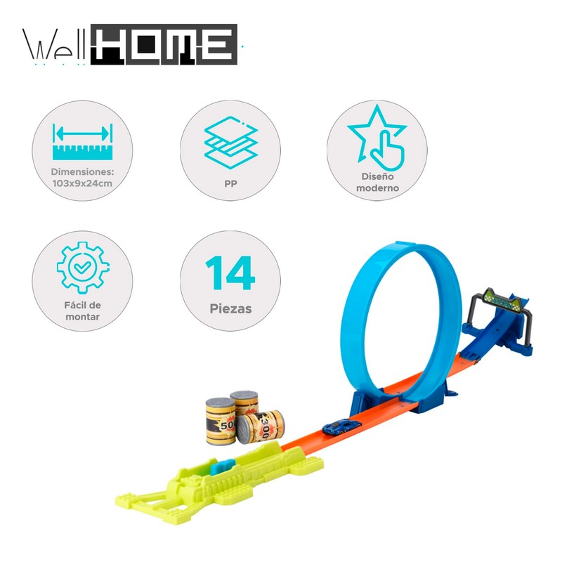 14-teiliges Autorennbahn-Set mit verschiedenen Designs