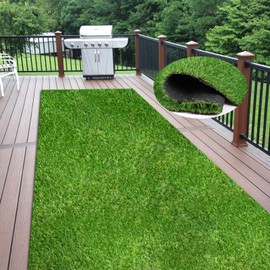 Weidear Artificial Grass 4'11" x 8', 0.8 inch Fake Grass Mat, 4 Tones Synthetic Turf Rug, Indoor Outdoor Turf Grass for Dogs Pets/Patio Lawn Landscape Garden, Customized Sizes