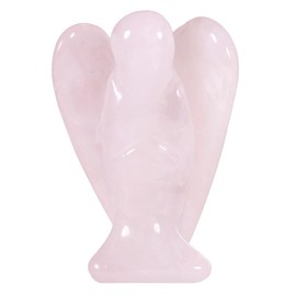 KYEYGWO Rose Quartz Carved Gemstone Angel Figures, Healing Crystal Guardian Angel Stone Talisman Pocket Angel Statues Peace Angel Sculpture Fengshui Ornament for Decoration Lucky Charm, 3.8 cm