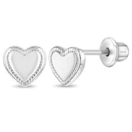 925 Sterling Silver Classic 6mm Lovely Heart Shaped Screw Back Earrings, Loveable Girl's Earrings, Playful and Formal Days - Dainty and Cute for Babies, Toddlers & Young Girls