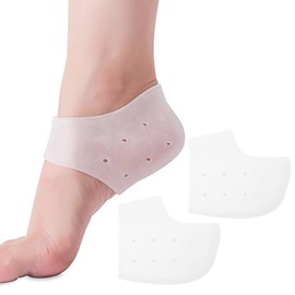 HappyHome Heel Protective Supporter Cover Moisturizing Prevents Stays in Stays Shock Absorption Foot Cushion Insoles Left and Right Use 2 Pieces (Translucent (with Holes))