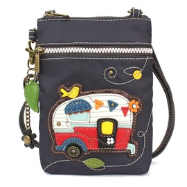 CHALA Crossbody RFID Cell Phone Purse - Women Nylon/Faux Leather Multicolor Handbag with Adjustable Strap Venture - Camper - ink