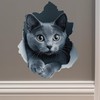 Gray Cat Decal - Wall Hole Sticker with 3D Effect
