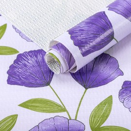 Non Adhesive Shelf Liner Purple 18Inch x 16FT Kitchen Drawer Liner Pantry Liner for Shelves Cupboard Liner Kitchen Cabinet Cover Easy to Trim