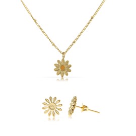 Made by Nami Mehrteiliges Schmuckset Boho Schmuck Damen Halskette Damen Anhänger und Ohrringe Gold Hängend aus Chirurgischem Edelstahl Hypoallergen & Wasserfest (Set 2.3)