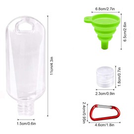 Botellas de viaje portátiles a prueba de fugas recargables de plástico vacías embudo Cabezal rociador desinfectantes de manos con llavero con tapa de cierre para al aire última intervensión escuela
