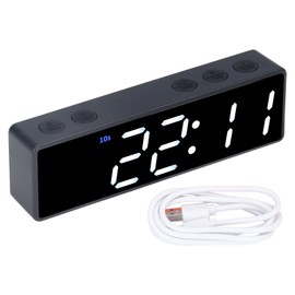 Training Timer LED Digital Timer Multifunctional Electronic Desktop Clock for Bedroom Fitness Room(Black Frame Green White Display )