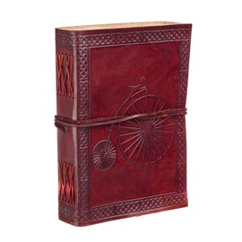 Penny Farthing Leather Journal | 13.5cm x 18.5cm | Handmade, Fair Trade & Eco Friendly Leather Bound Notebook Alternative for Men and Women