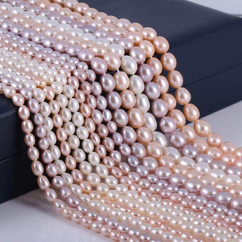 Perlas de agua dulce naturales, abalorio ovaladas de 38 cm,