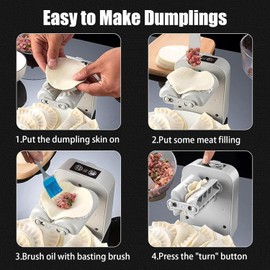 Electric Dumpling Machine Rechargeable Automatic Electric Dumpling Maker Machine Mould 2 Modes,Household Easy Quick Dumpling Maker Press Machine with Empanada Maker Press,Dough Cutters,Spoon and Brush