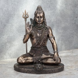 Veronese Design Lord Shiva in Meditation Pose Hindu God Cold Cast Resin Antique Bronze Finish Statue Sculpture