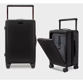 20 Inch Carry On Luggage Airline Approved, Hard Shell Suitcase with Spinner Wheels, TSA Lock, Front Open Laptop Compartment, USB Port, Zipperless Lightweight Luggage for Travel & Business - Black