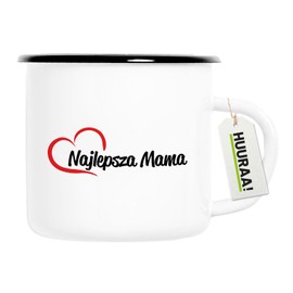 Huuraa Emaille Tasse Najlepsza Mama Serce Geschenk 300ml Vintage Najlepsza Mama Geschenkidee