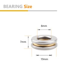 QinDa IND 10 Pcs F8-19M Thrust Ball Bearings, Bearing Steel Thrust Bearing with Washers 8mm Bore 19mm OD 7mm Width,Single Direction