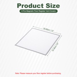 YOKIVE 4 Pcs Magnetic Floor Vent Covers, Floor Register Cover PVC Mesh Air Vent Screen Filters, Great for Home Floor, Wall, Ceiling, Catch Debris Hair Dust (White, 12-Inch x 12-Inch)