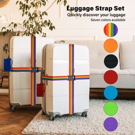 8 Pack Luggage Straps Suitcase Tags Set,Adjustable Suitcase Belts TSA Approved Silicone Luggage Tags Travel Suitcase Tags with Name ID Card for Travel Accessories - Green