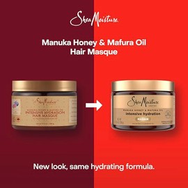 SHEA MOISTURE - Mascarilla hidratante intensiva para el cabello con miel de manuka y aceite de marfura, 12 onzas
