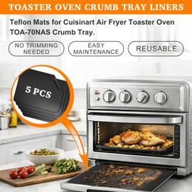 5 PCS Air Fryer Crumb Tray Liner Compatible with Cuisinart TOA-60/TOA-65/TOA-70 Air Fryer Toaster Oven, Heat Resistant Oven Mats for Bottom of Oven for Cuisinart Drip Pan Accessories
