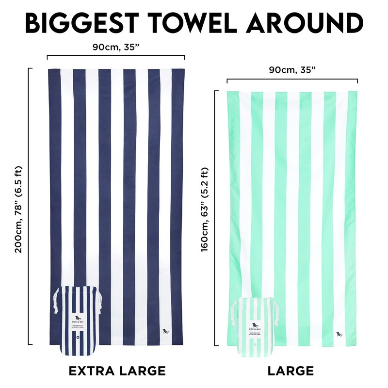 Dock & Bay Beach Towel - Quick-Drying, Sand-Free - Compact,