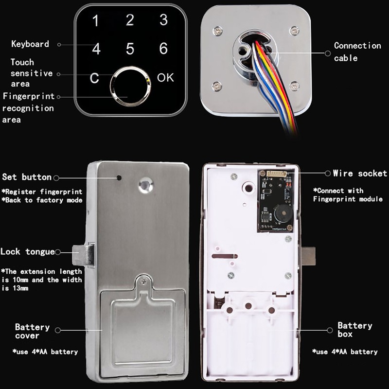 G16 Smart Fingerprint Password Keyless Lock for Drawer Wardrobe Cabinet