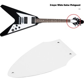 LT Easiyl 1 x 3 Layer White Guitar Pickguard Compatible with Gibson Flying V Neck Adjustment Rod Cover Guitar Accessories White Black White Three Layer Electric Guitar