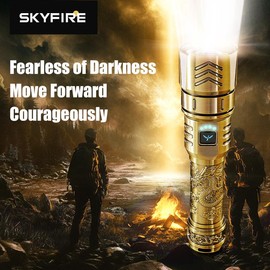 SKYFIRE 1097 Rechargeable LED Tactical Flashlight – Ultra-Bright, Zoom Focus, 4 Light Modes, Waterproof Design for Camping, Emergency, and Outdoor Use