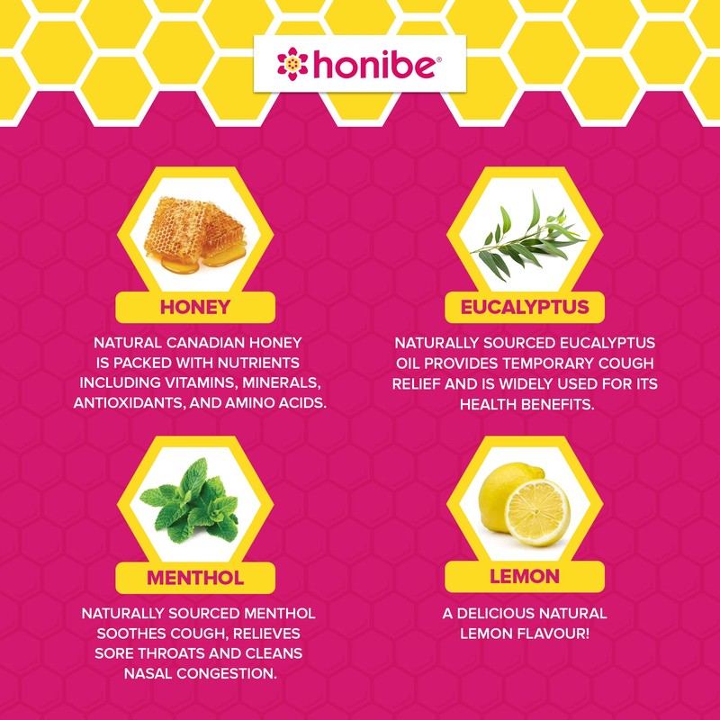 Honibe 100% Pure Honey Lozenges, Made in Canada, Soothes Sore