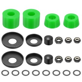 YELARXI Skateboard Bushings, Skateboard Truck Rebuild Long-Board Kit Bushings Washers Pivot Cups-Fitting for (Outdoor Skateboard Parts) 92A & PU & Green