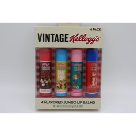 Kellogg's Jumbo Lip Balm Set, 4 Flavored Varieties, Vintage Collection