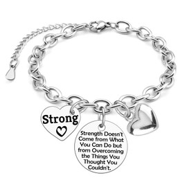 Gfhzdmf Thinking of You Gifts Stainless Steel Bracelet Get Well Soon Sympathy Gift Inspirational Encouragement Christmas Birthday Gifts for Friends Sister Mom Daughter Wife Silver Chain Bracelet