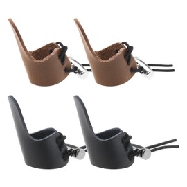 Micro Traders 4Pcs Finger Protection Pad Finger Gloves Archery Finger Tab Leather Thumb Ring Arrow Finger Pad Sport Accessories 4.9x2.3cm
