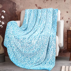 ZHIKU Cozy Fleece Blanket Soft Light Blue Throw Blanket Lightweight Flannel Throw Blanket 50"×60"
