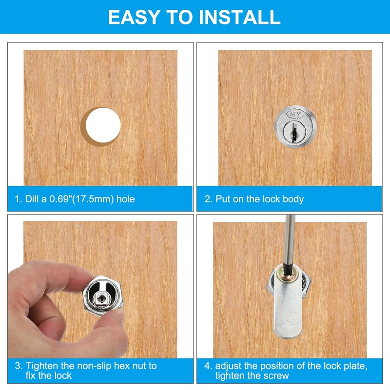 PATIKIL Cabinet Cam Lock with Key, 13/16"(20mm) Cylinder Fits on