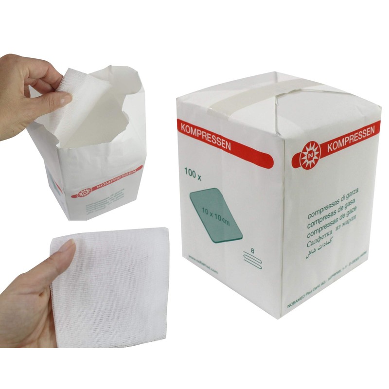 Noba Pack of 100 Gauze Compresses 8-Ply