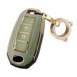 ontto 4-Button Keycover with Keychain Compatible with Infiniti Key Fob Bag Anti-Scratched TPU Key Housing for Q50 Q60 QX50 QX55 QX60 2019-up Green