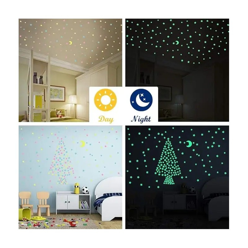 600 Piezas Pegatinas Fluorescentes: Estrellas Para Pared