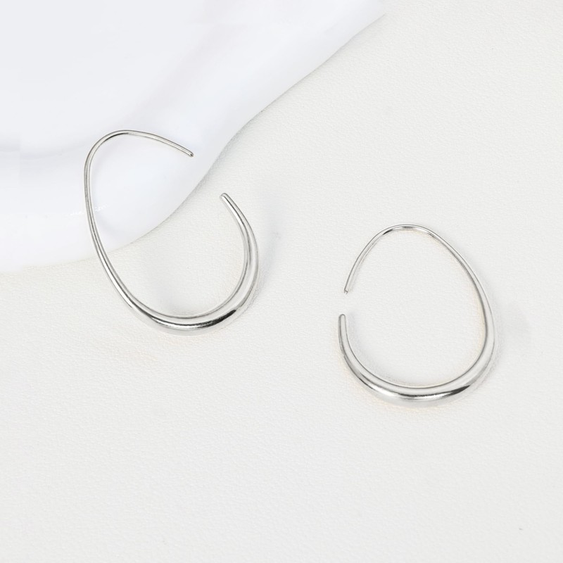 QEIFC 925 Sterling Silver Hoop Earrings, Hypoallergenic Silver Plated Large
