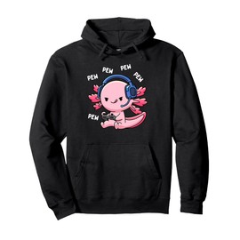 Axolotl Gaming Kids Boys Girls Anime Video Game Pew Gamer Pullover Hoodie