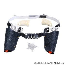 Rhode Island Novelty Complete  Double Western  Play Gun Set Holster Sheriff
