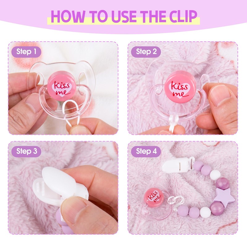 Aori Pacifier Clips for Baby Dolls - Silicone Pacifier Holders