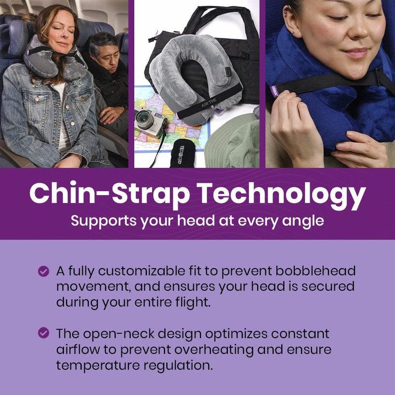 Cabeau Air TNE Inflatable Travel Neck Pillow Lightweight Inflatable Core,